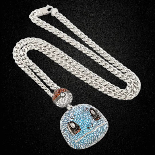 925 Silver Moissanite Pokemon Squirtle Pendant For Unisex