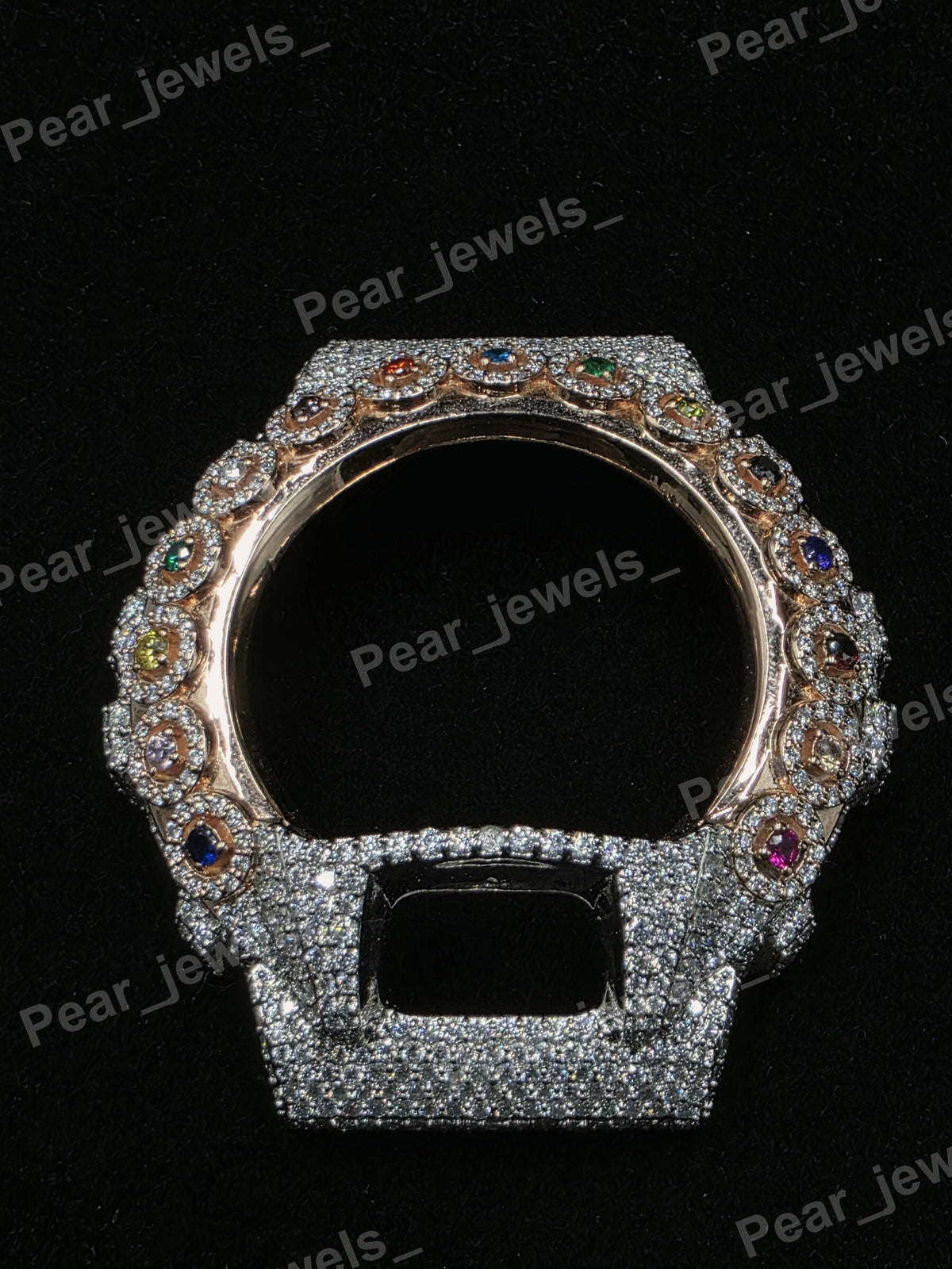 Multicolour Color Stone & VVS Moissanite Diamond Iced Out Luxury Statement Bezel For 6900 Series