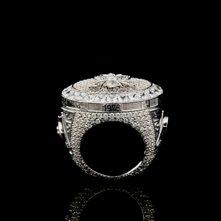 Iced Out VVS Moissanite Diamond look Round Look With Silver Luxury HipHop Ring