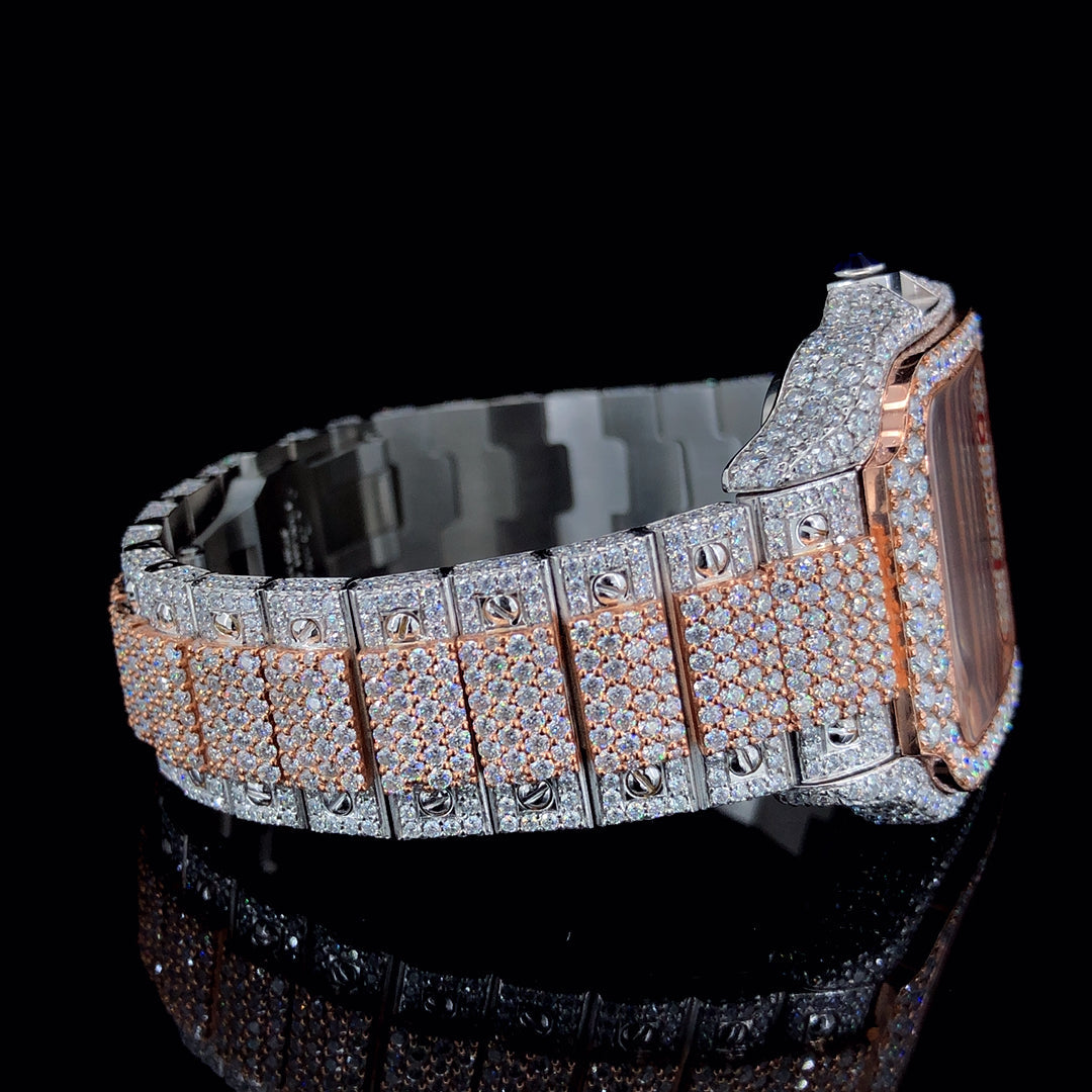 VVS Moissanite Diamiond Iced Out Arabic Dial Stainless Steel Watch
