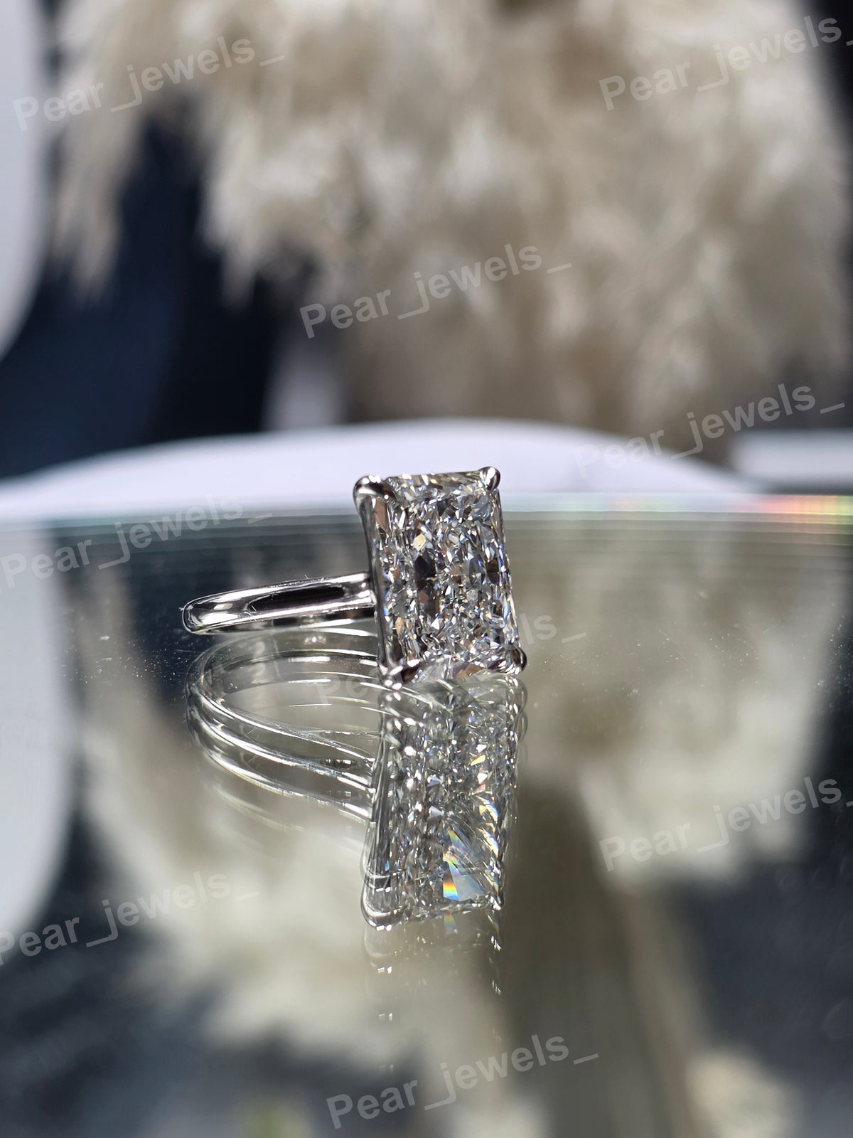 VVS Moissanite Radiant Cut Solitaire Engagement Ring For Women In Platinum