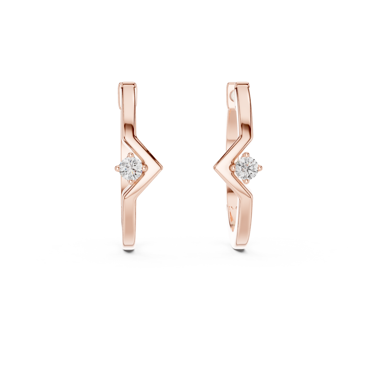 V shape 925 Sterling Silver Earring With Moissanite Diamond Earring