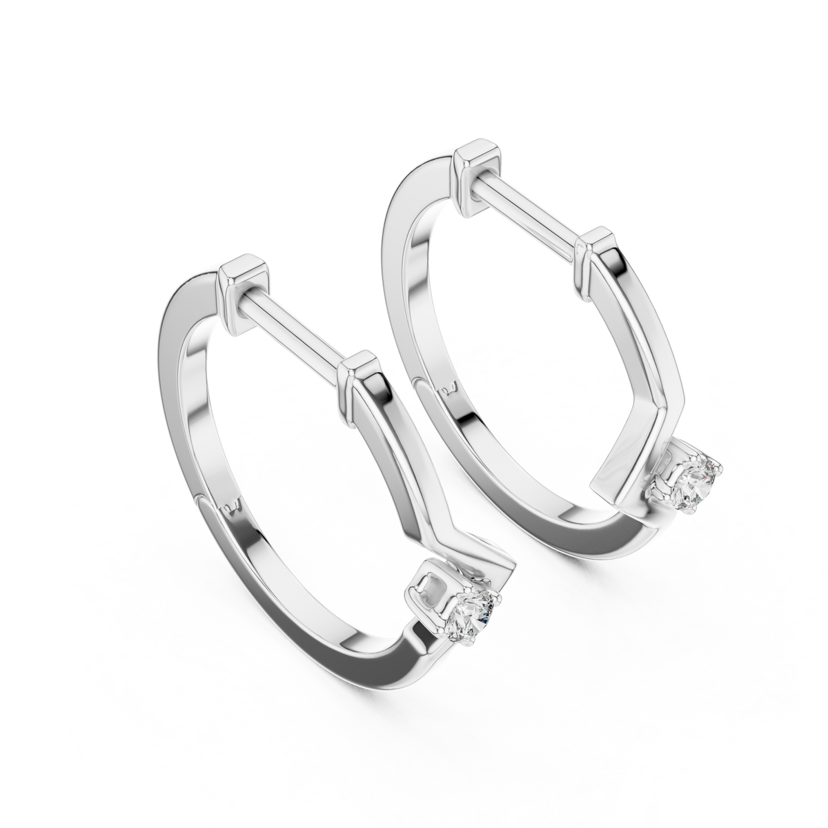 V shape 925 Sterling Silver Earring With Moissanite Diamond Earring
