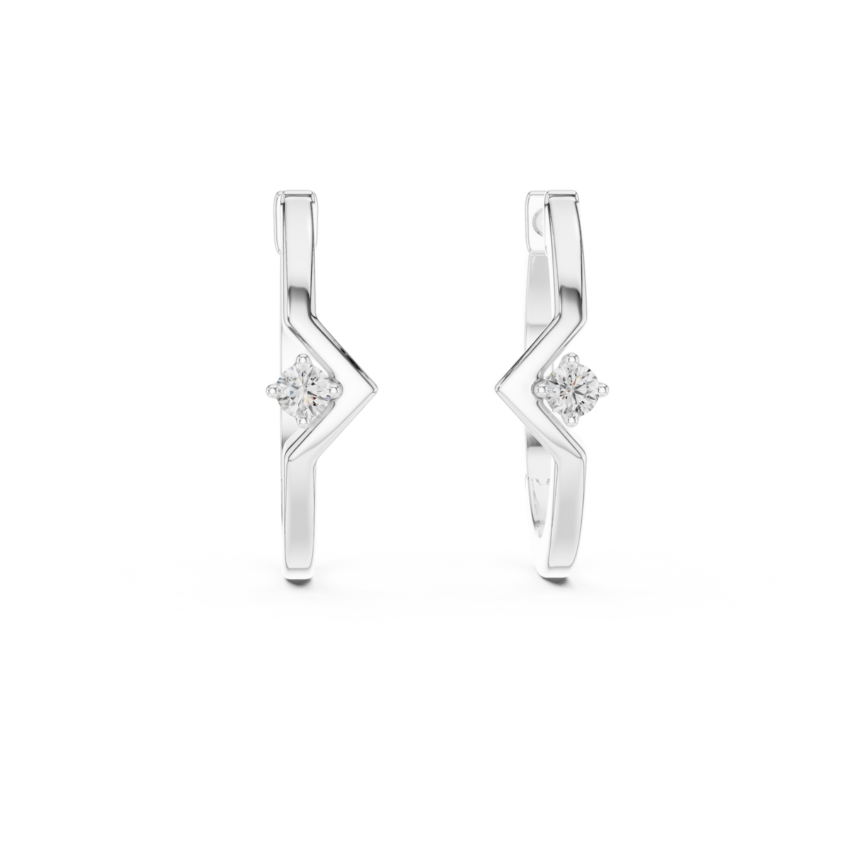 V shape 925 Sterling Silver Earring With Moissanite Diamond Earring