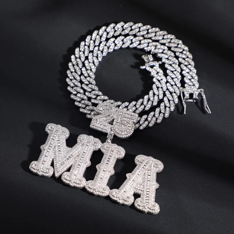 VVS Moissanite Customise Name and Age with Unique Font 925 Silver Pendant
