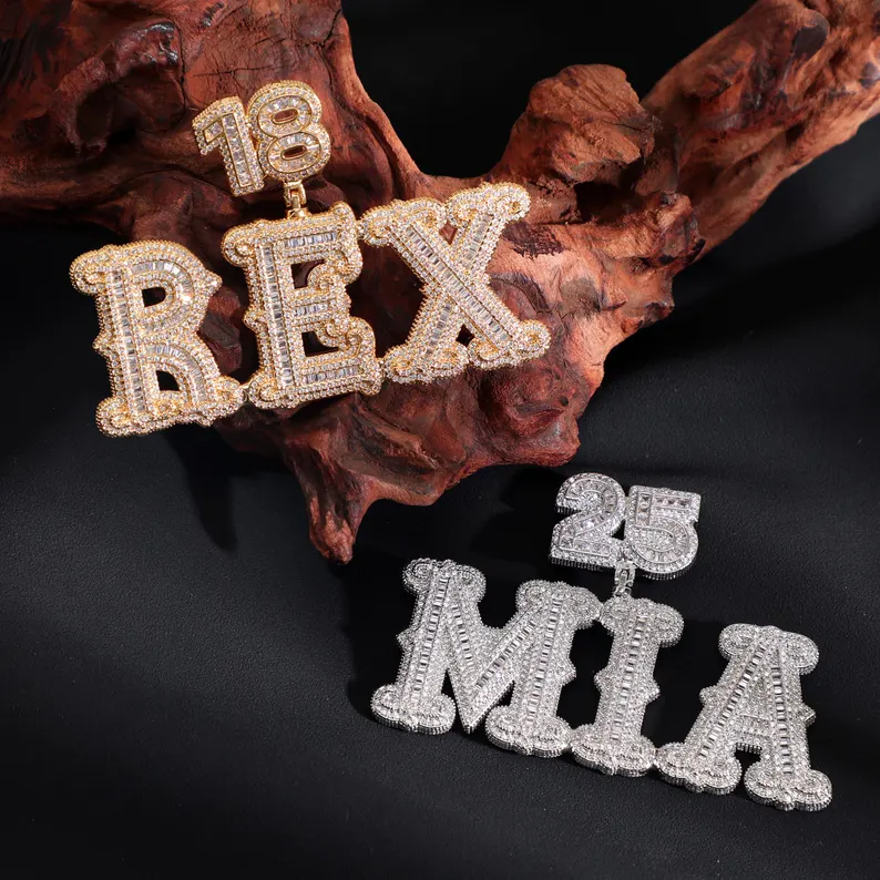 VVS Moissanite Customise Name and Age with Unique Font 925 Silver Pendant