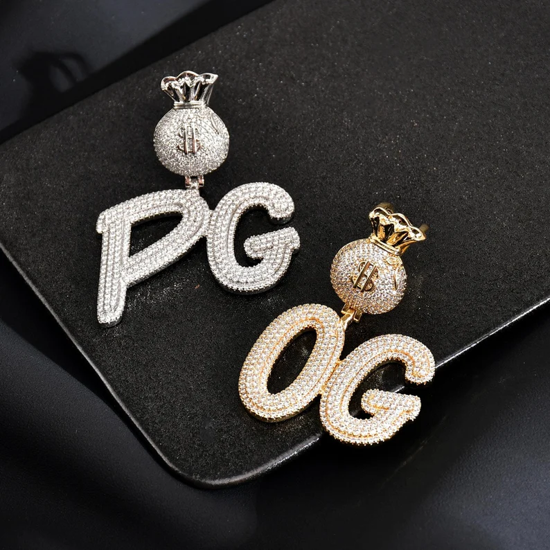 Money Pocket with Customise Name 925 Silver VVS Moissanite Pendant