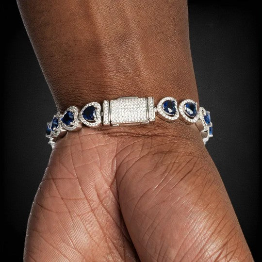 Heart Cut Moissanite Diamond Bracelet In 925 Sterling Silver