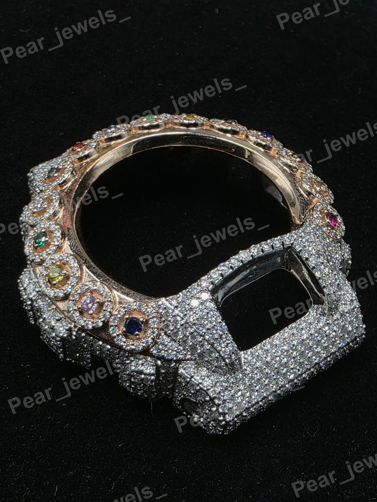 Multicolour Color Stone & VVS Moissanite Diamond Iced Out Luxury Statement Bezel For 6900 Series