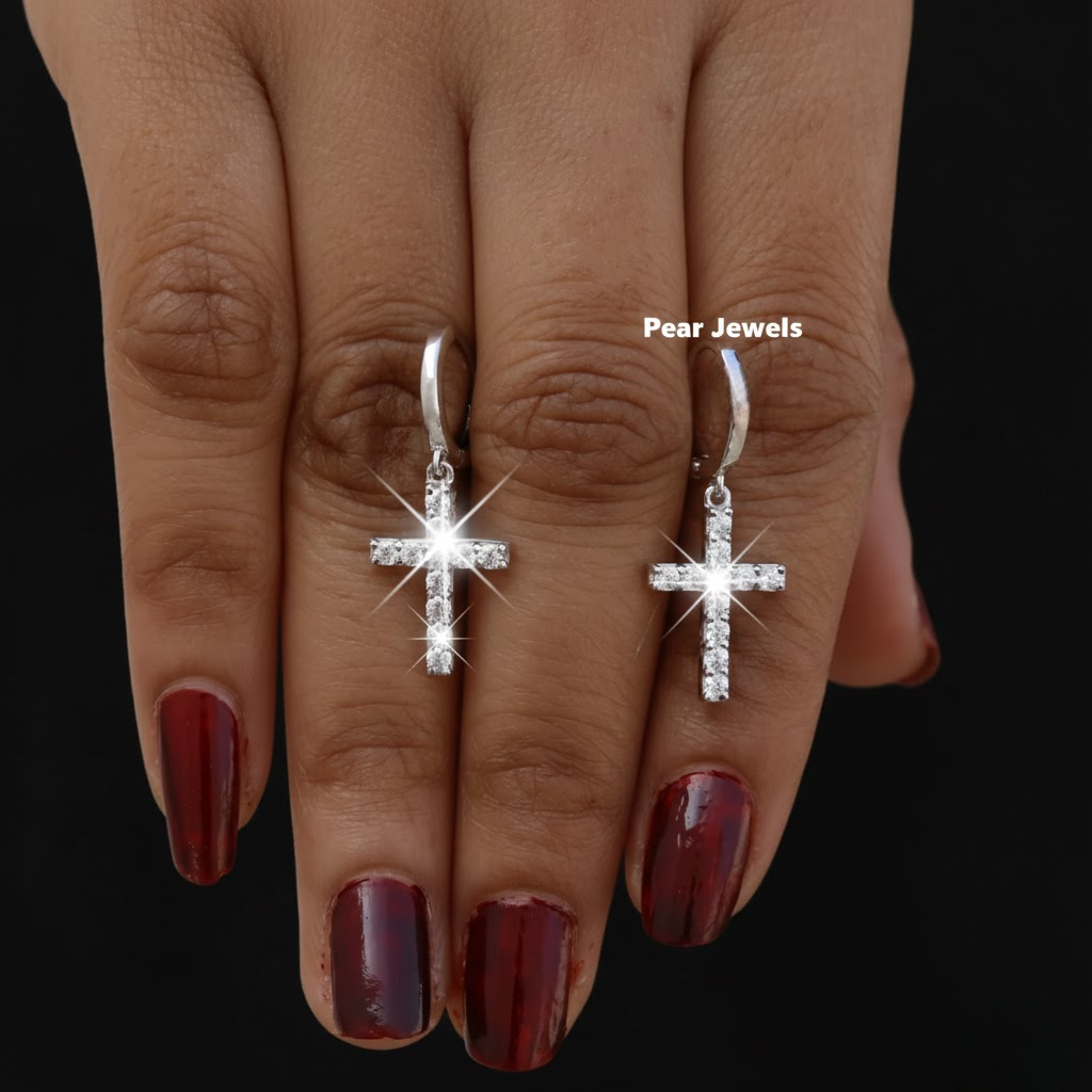 Round Cut Cross Earrings
