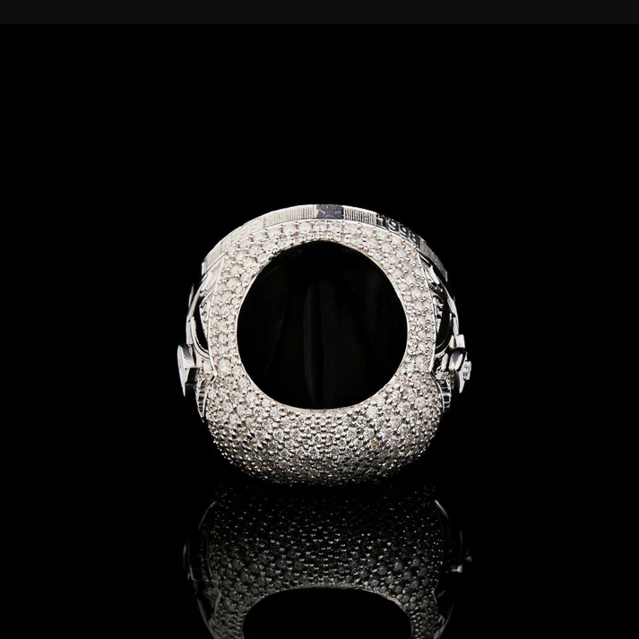 Iced Out VVS Moissanite Diamond look Round Look With Silver Luxury HipHop Ring