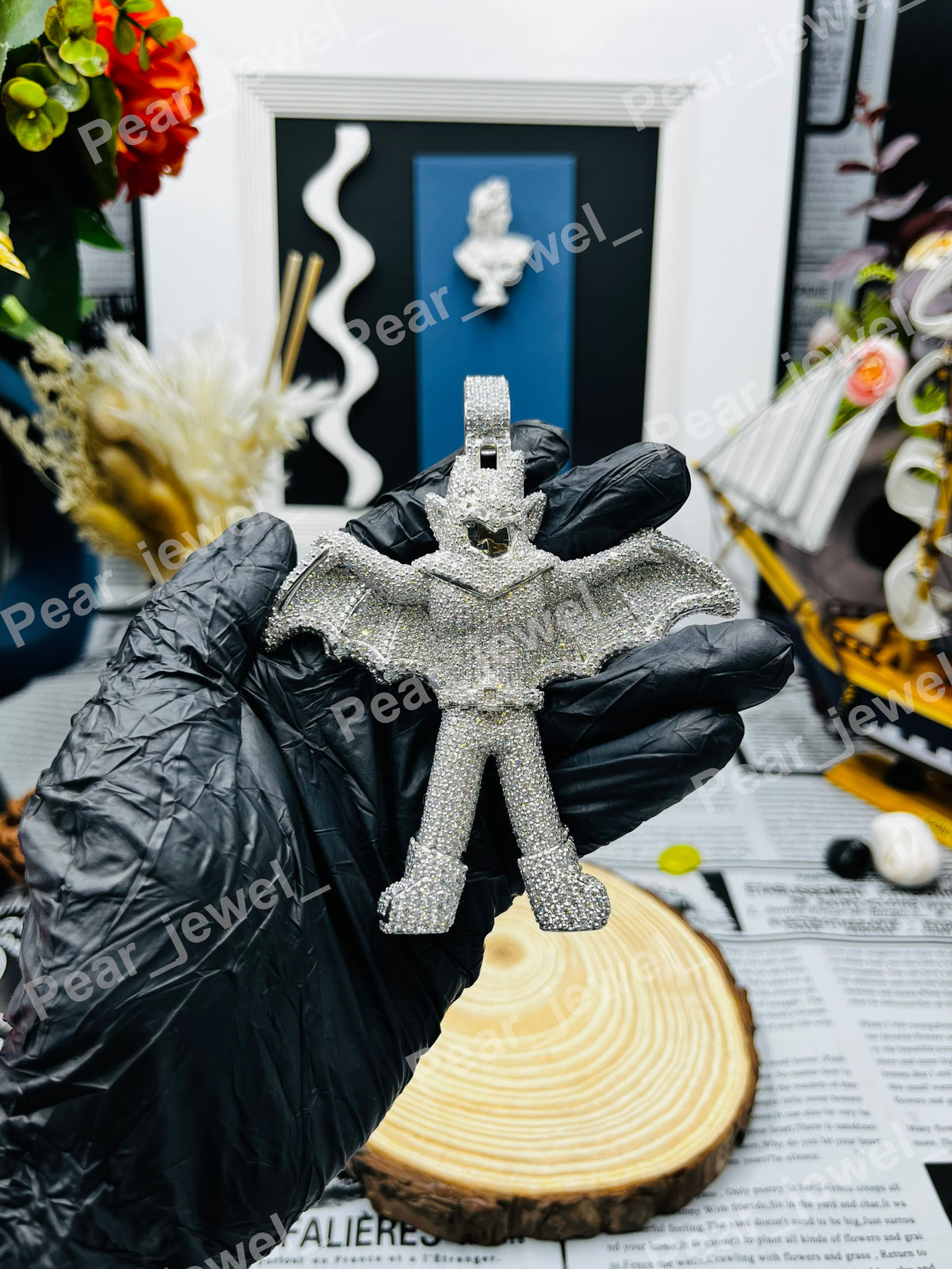Iced Out Pendant Moissanite Diamond Hip Hop Luxury Full Diamond Bat Charm Jewelry