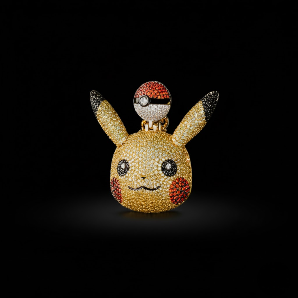 Iced Out 925 Silver HipHop Pokemon Pikachu Pendant For Unisex