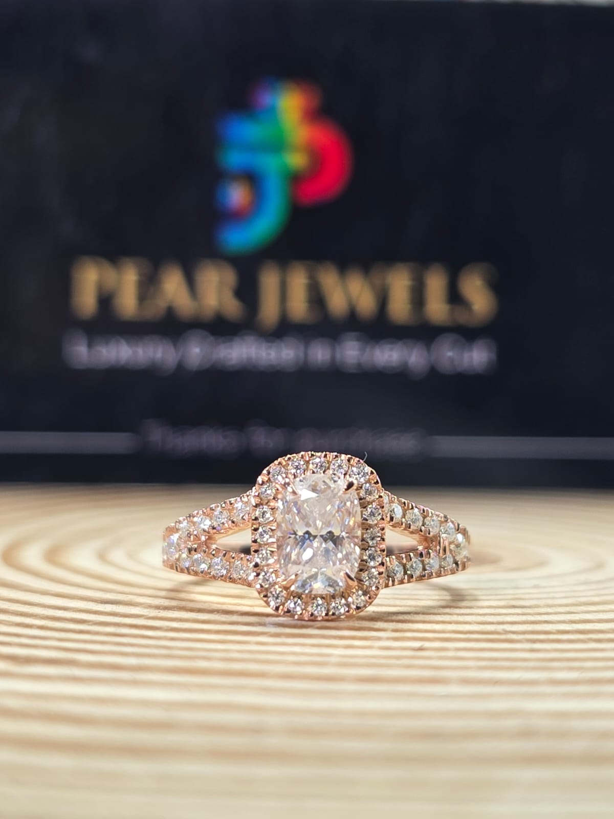 Moissanite Cushion Cut Ring Halo Split Shank Engagement Ring Elegant Wedding Ring