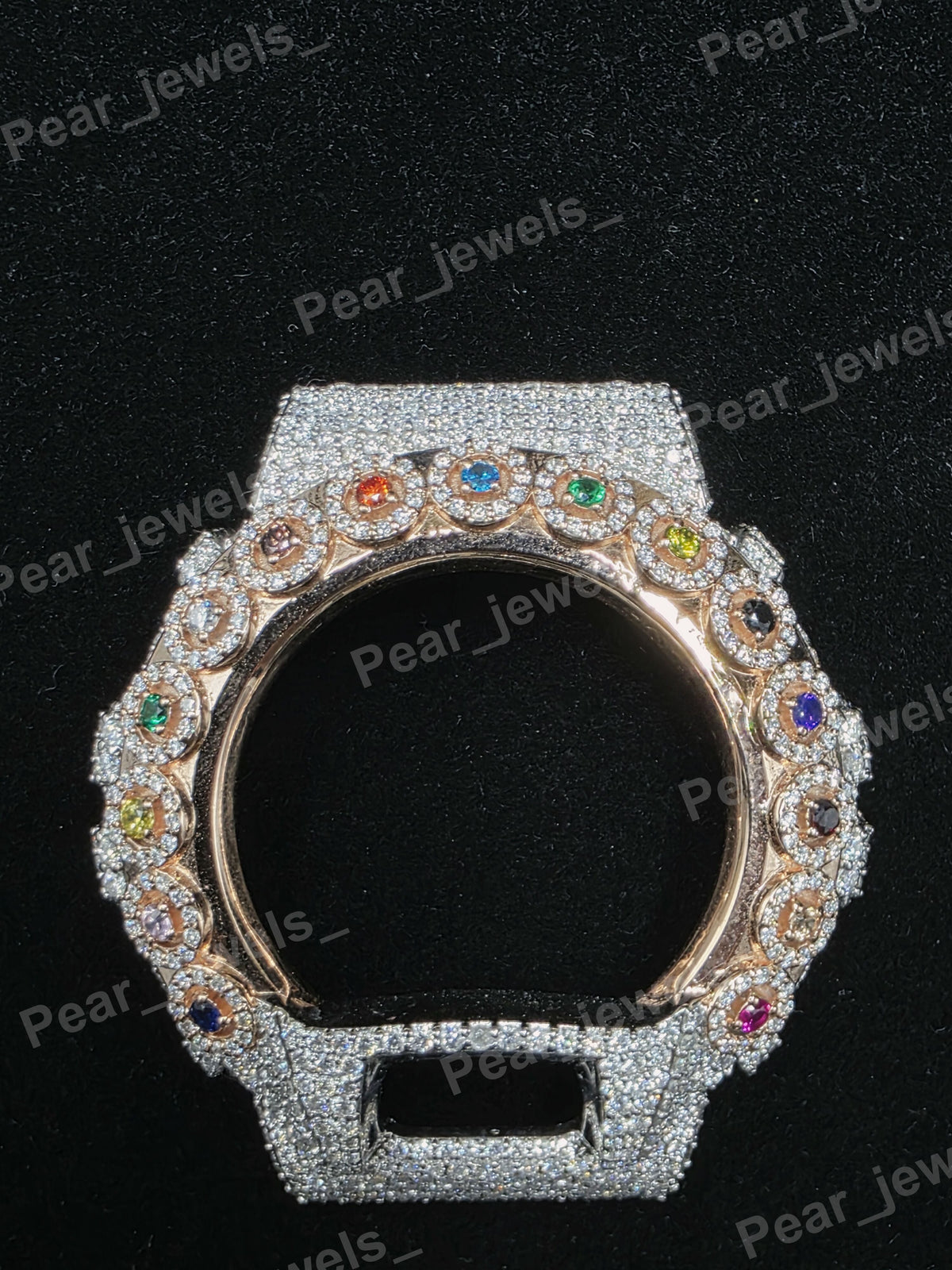 Multicolour Color Stone & VVS Moissanite Diamond Iced Out Luxury Statement Bezel For 6900 Series