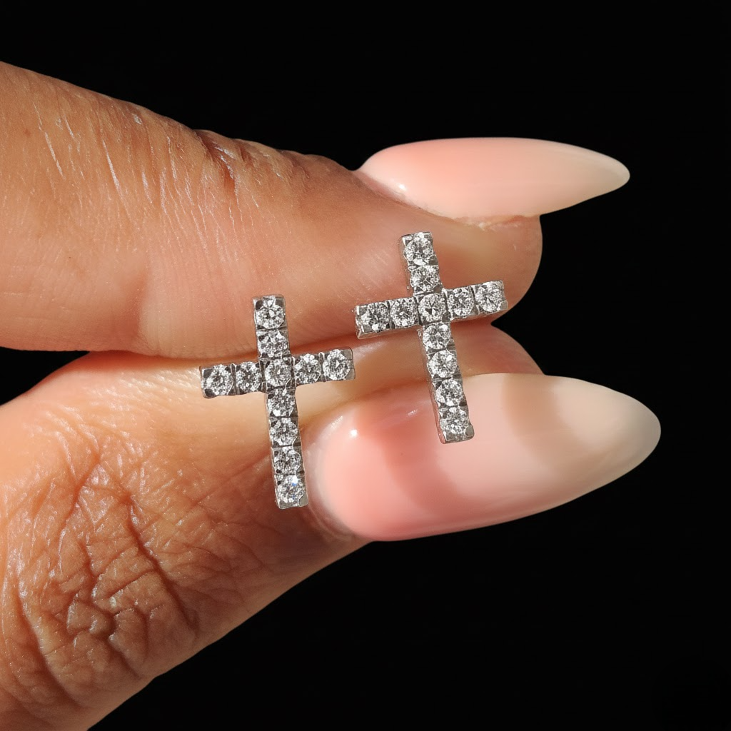 Round Cut Cross Stud Earrings