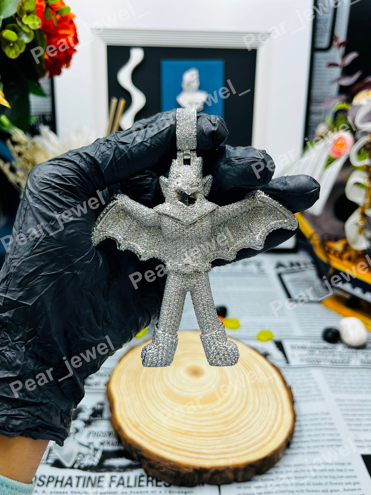 Iced Out Pendant Moissanite Diamond Hip Hop Luxury Full Diamond Bat Charm Jewelry