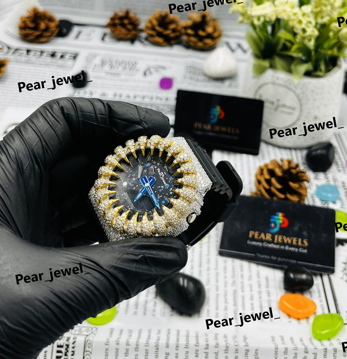 Iced Out VVS Round Cut Moissanite Bezel Wrist Watch