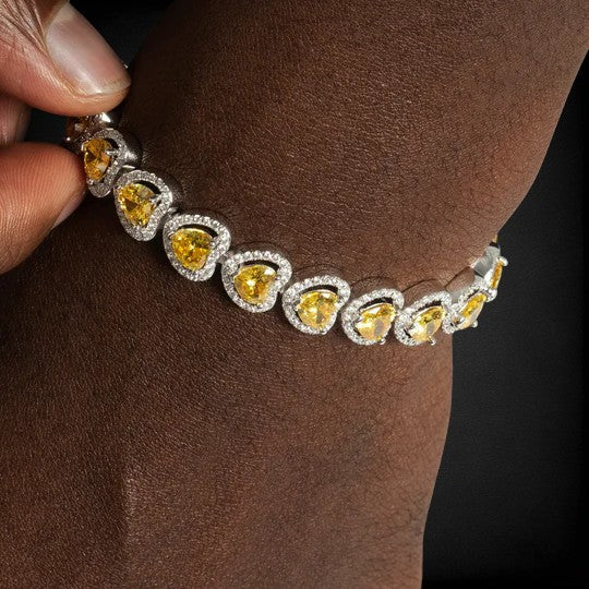 Heart Cut Moissanite Diamond Bracelet In 925 Sterling Silver