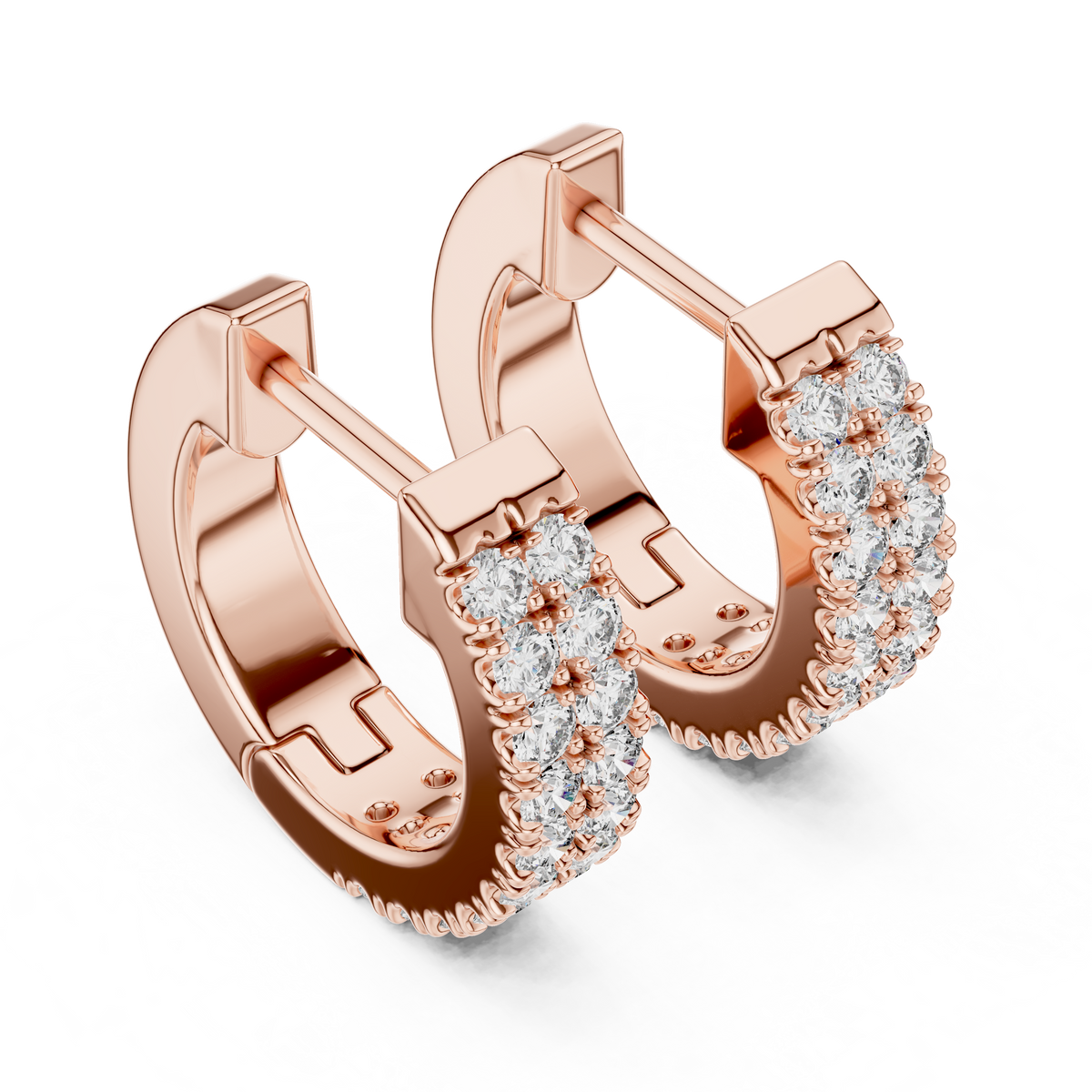 Iced Out 925 Sterling Silver Duble-Row Half Bali With Moissanite Diamond Earring