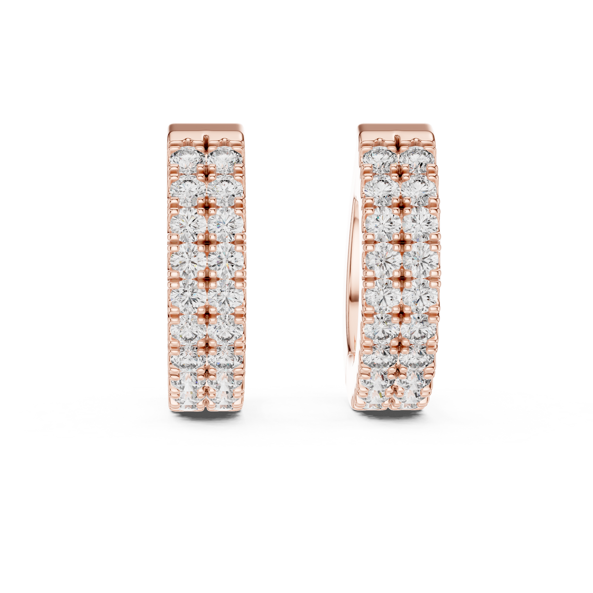Iced Out 925 Sterling Silver Duble-Row Half Bali With Moissanite Diamond Earring