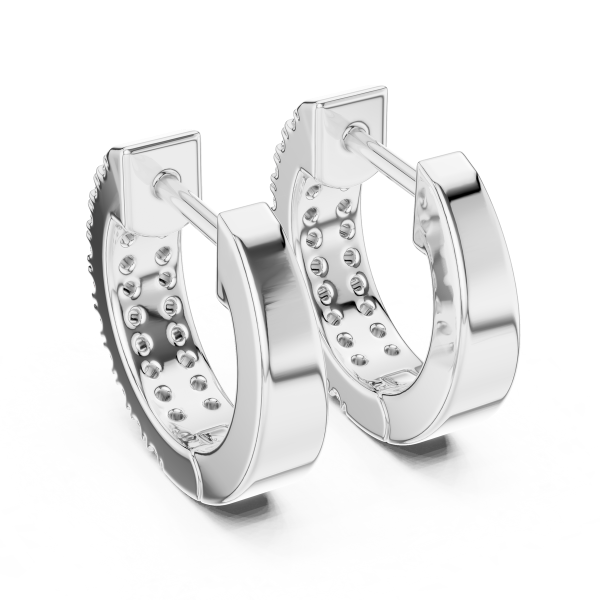 Iced Out 925 Sterling Silver Duble-Row Half Bali With Moissanite Diamond Earring