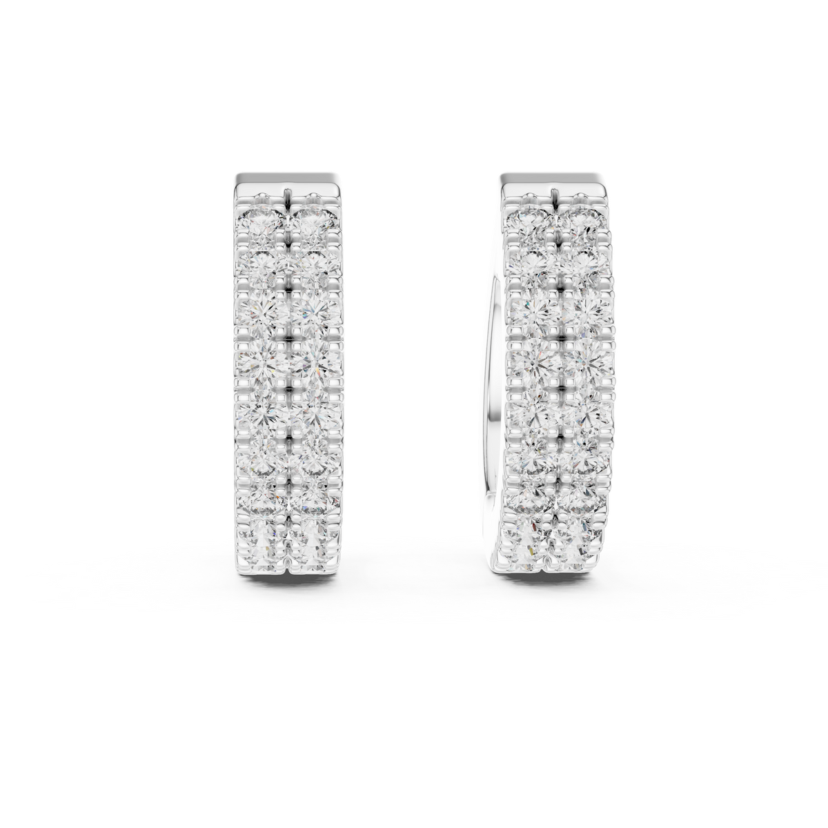 Iced Out 925 Sterling Silver Duble-Row Half Bali With Moissanite Diamond Earring