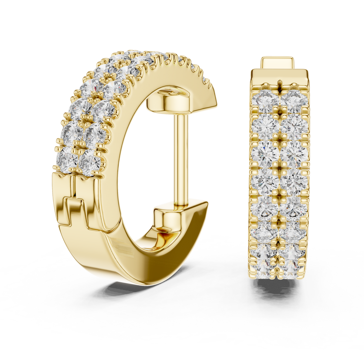 Iced Out 925 Sterling Silver Duble-Row Half Bali With Moissanite Diamond Earring