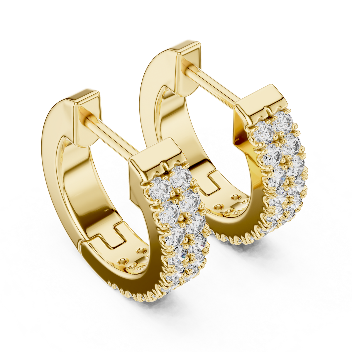 Iced Out 925 Sterling Silver Duble-Row Half Bali With Moissanite Diamond Earring
