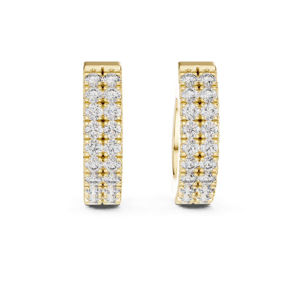 Iced Out 925 Sterling Silver Duble-Row Half Bali With Moissanite Diamond Earring