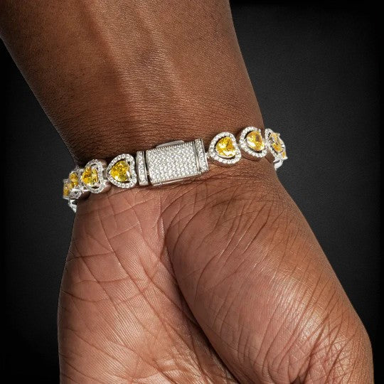 Heart Cut Moissanite Diamond Bracelet In 925 Sterling Silver