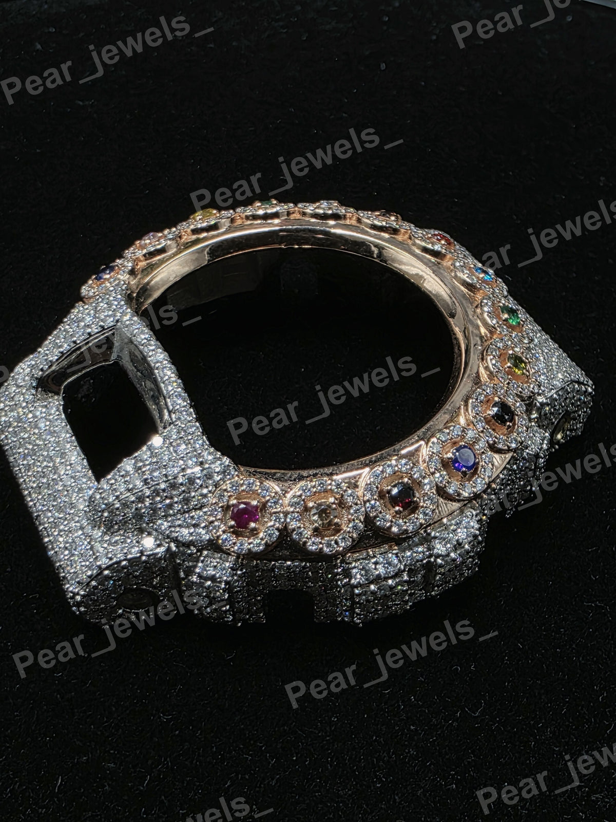 Multicolour Color Stone & VVS Moissanite Diamond Iced Out Luxury Statement Bezel For 6900 Series