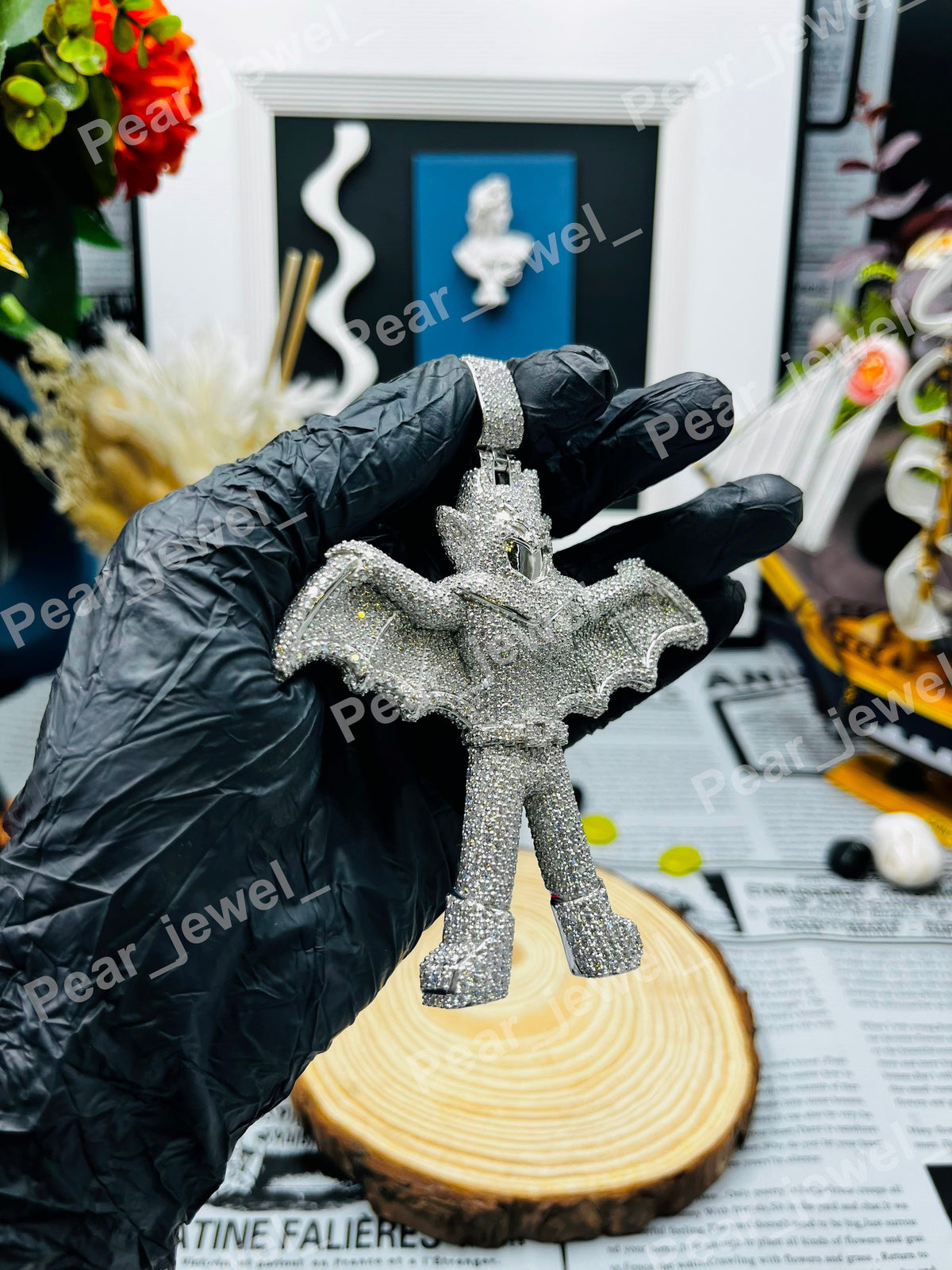 Iced Out Pendant Moissanite Diamond Hip Hop Luxury Full Diamond Bat Charm Jewelry