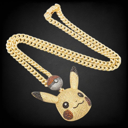 Iced Out 925 Silver HipHop Pokemon Pikachu Pendant For Unisex