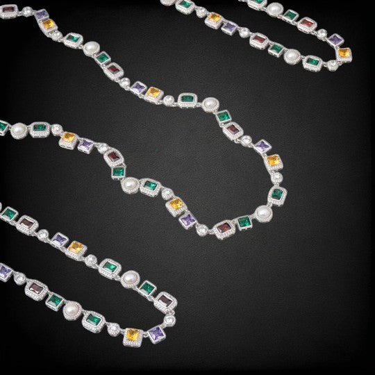 925 Silver Multicolor Moissanite Diamond Link Bracelet
