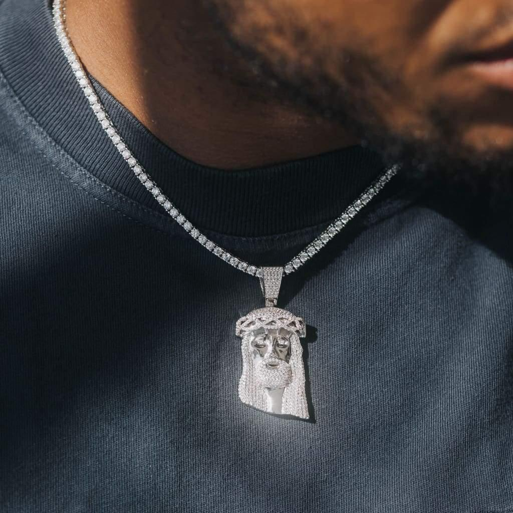 Jesus Face 925 Sterling Silver VVS Moissanite Diamond Pendant