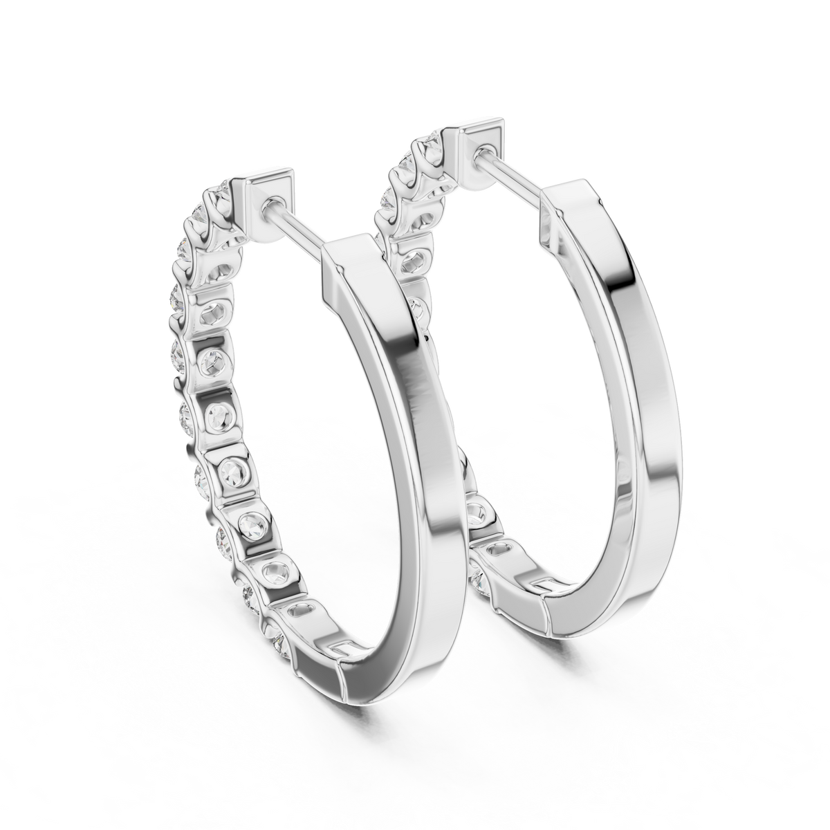 925 Sterling Silver Round Hoop With VVS Moissanite Diamond Earring
