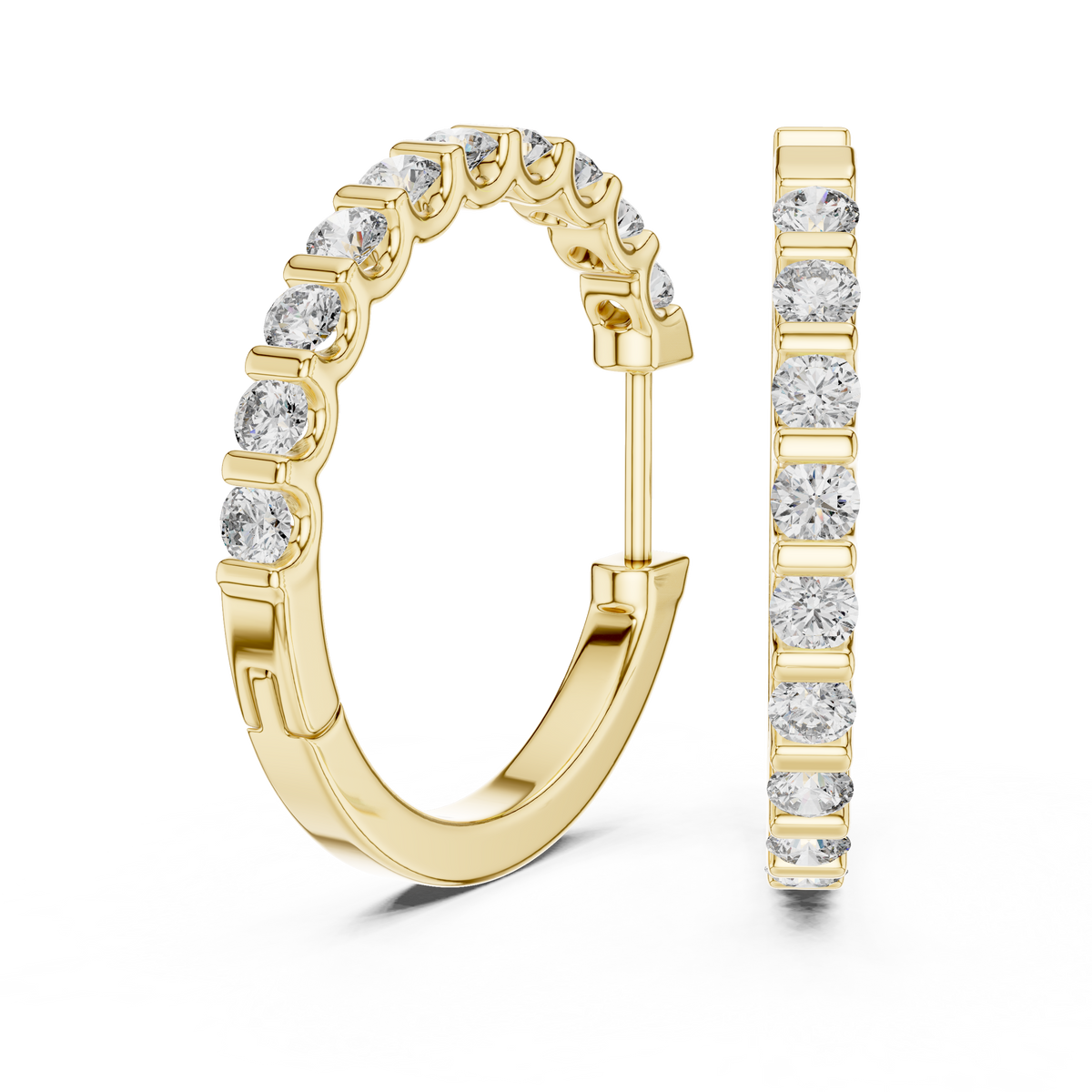 925 Sterling Silver Round Hoop With VVS Moissanite Diamond Earring