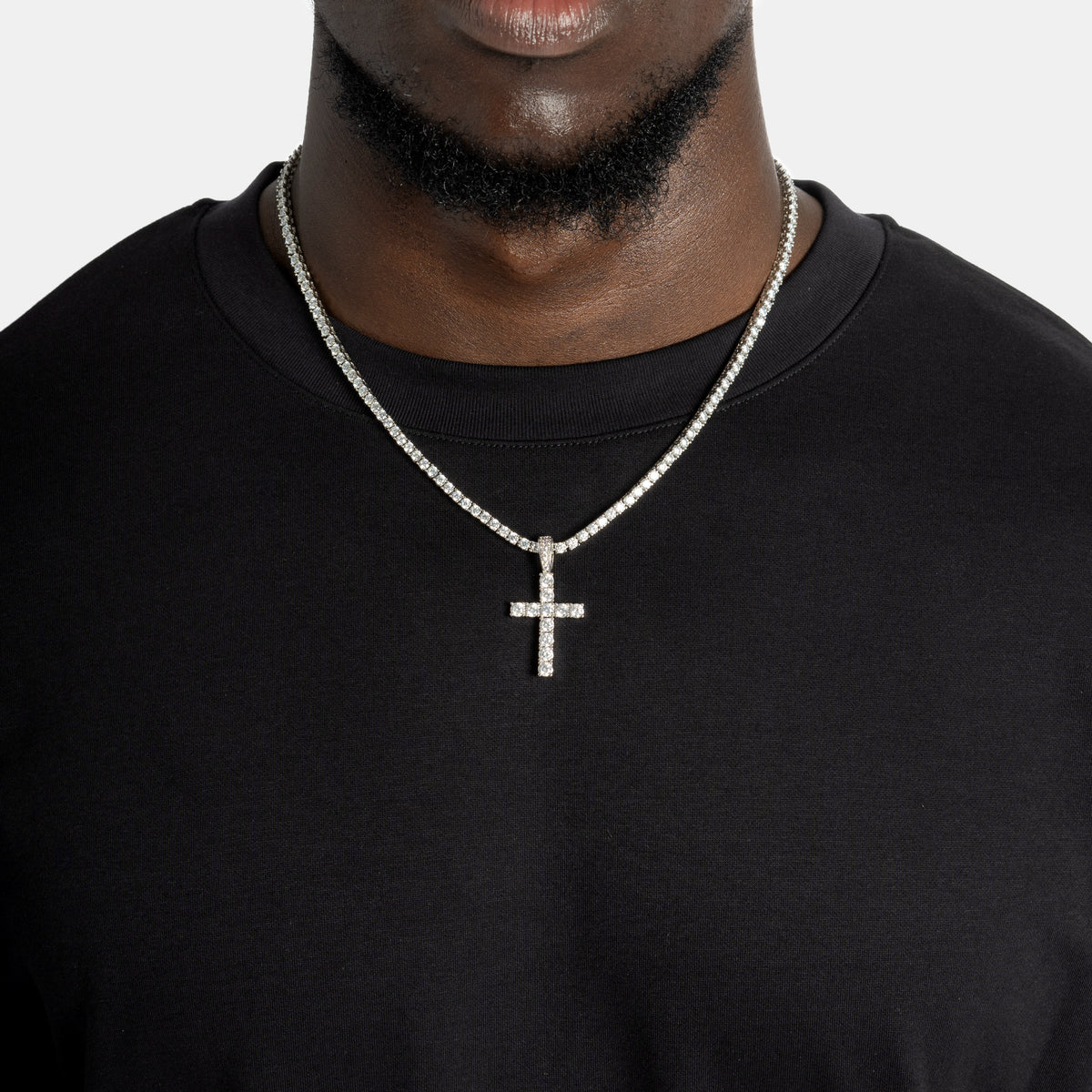 Iced Out 925 Silver VVS Moissanite Cross Design Pendant For Unisex