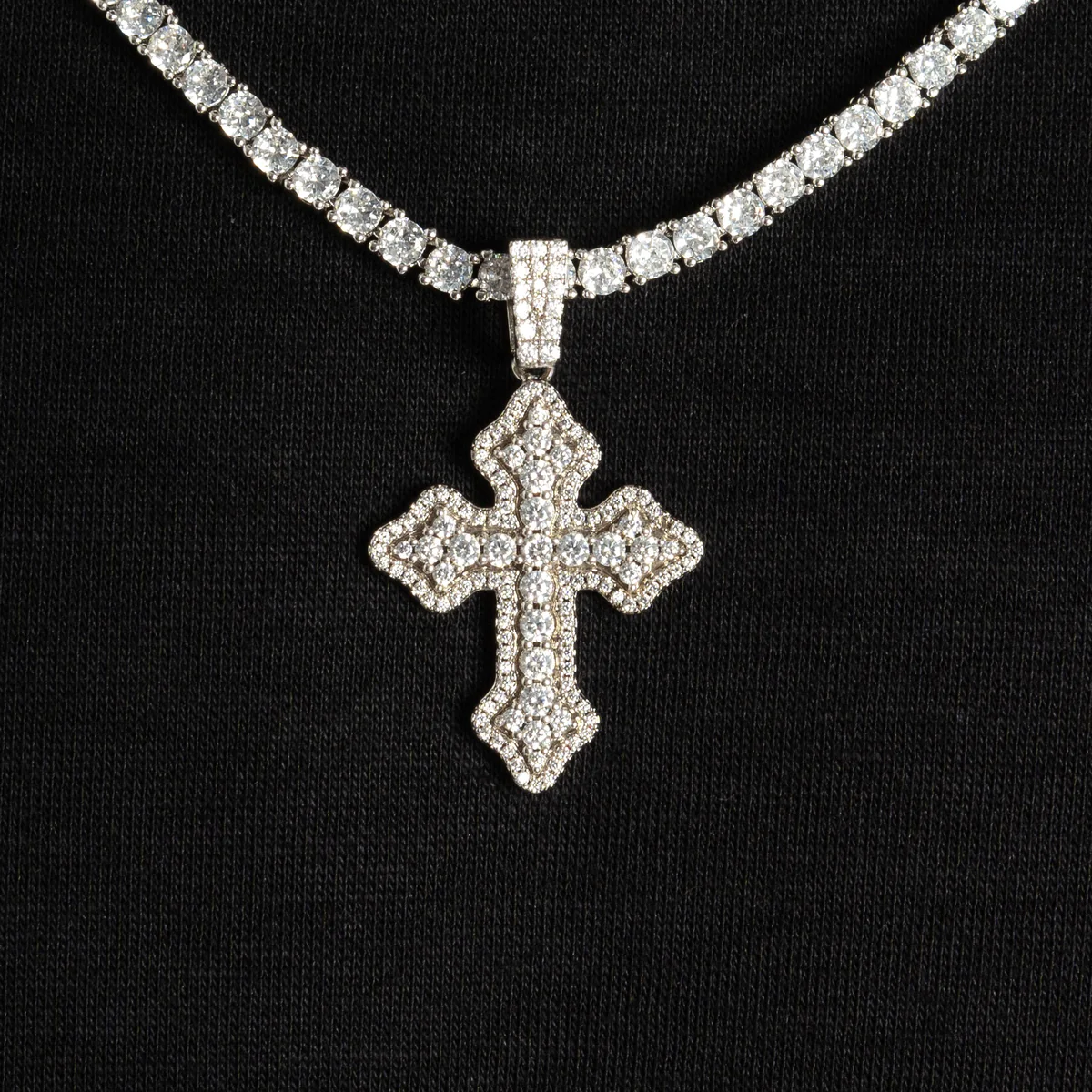 Cross Design 925 Silver Moissanite Diamond Hiphop Pendant