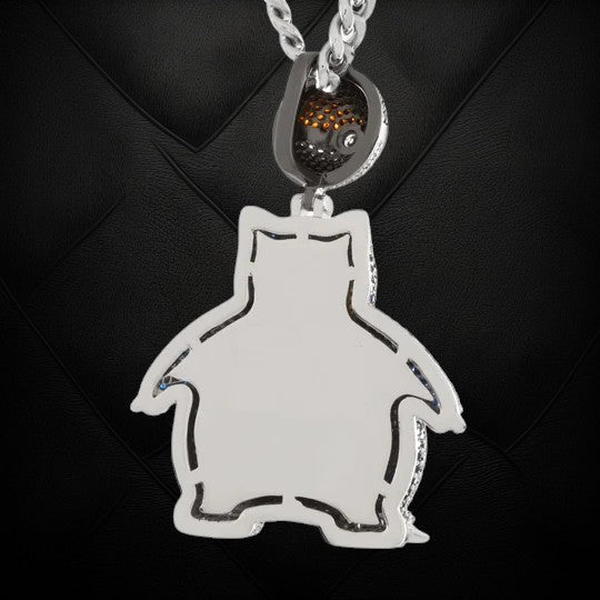 HipHop VVs Moissanite Diamond 925 Silver Pokemon Snorlax Pendant