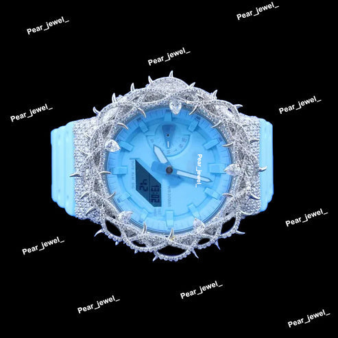 VVS Moissanite Diamond Iced Out Rubber Band G-Shock Watch