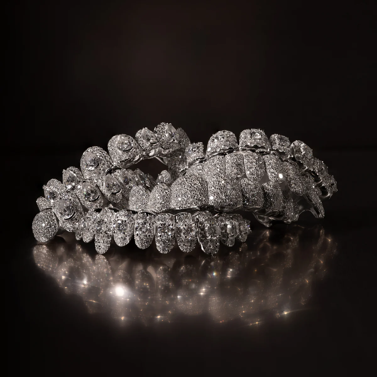 Iced Out Moissanite Diamond Grillz HipHop Bling Custom Silver
