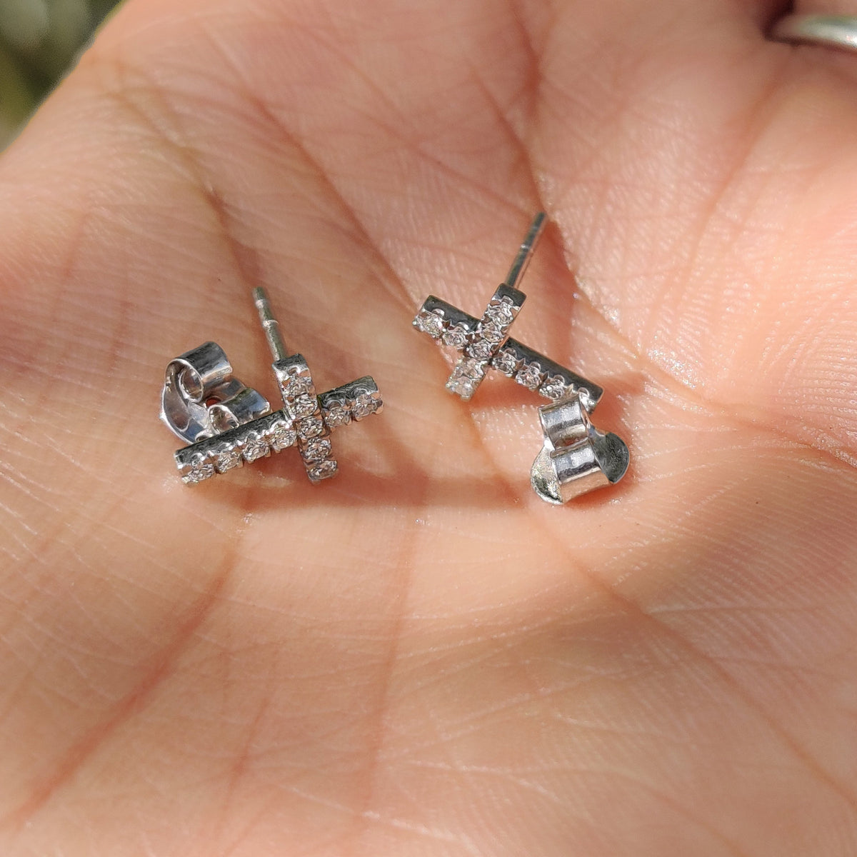 Round Cut Cross Stud Earrings