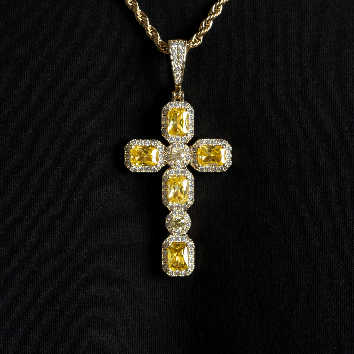 VVS Emerald Moissanite Diamonds 925 Silver Cross Design Pendant