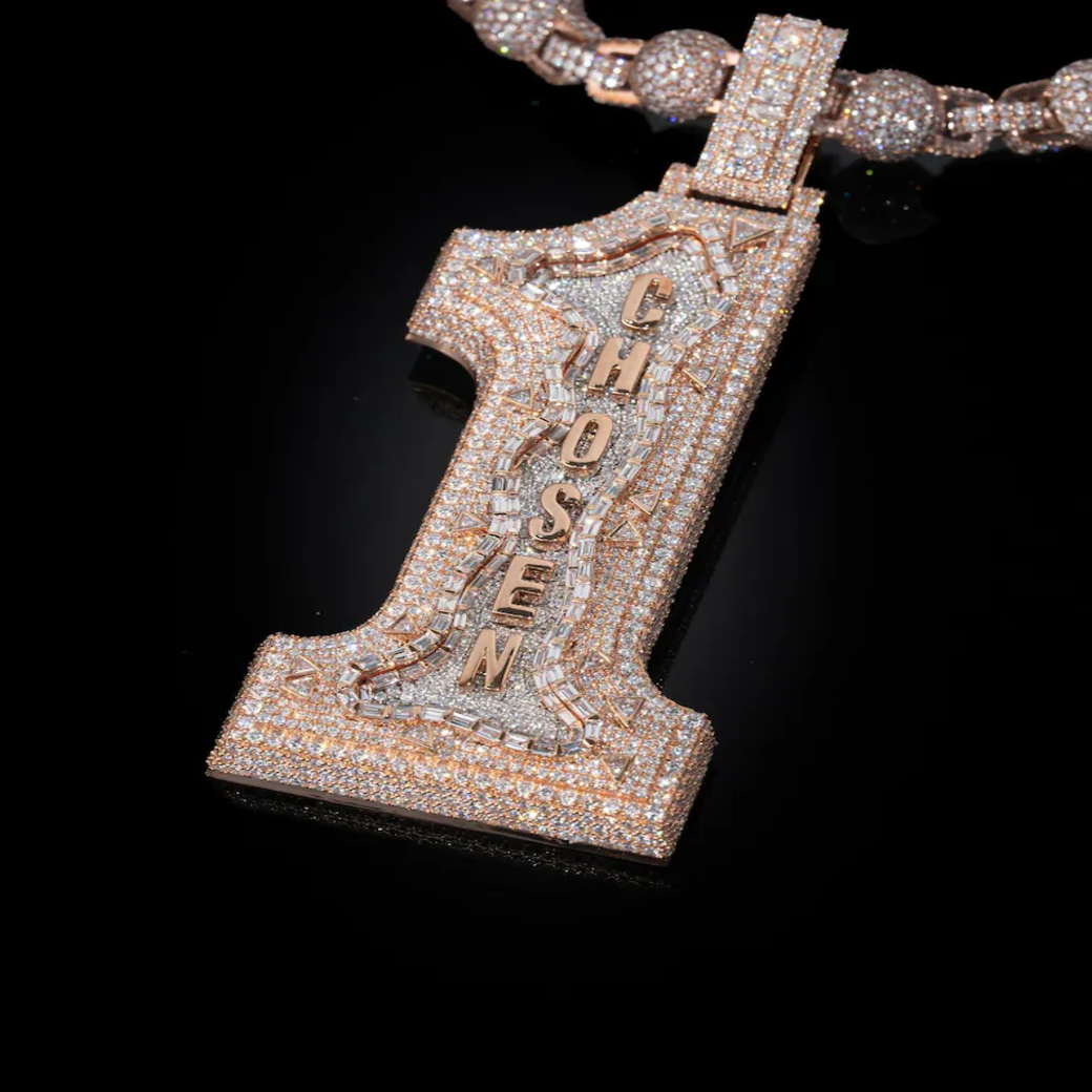 Iced Custom Number Silver Letter Pendant Moissanite Diamond