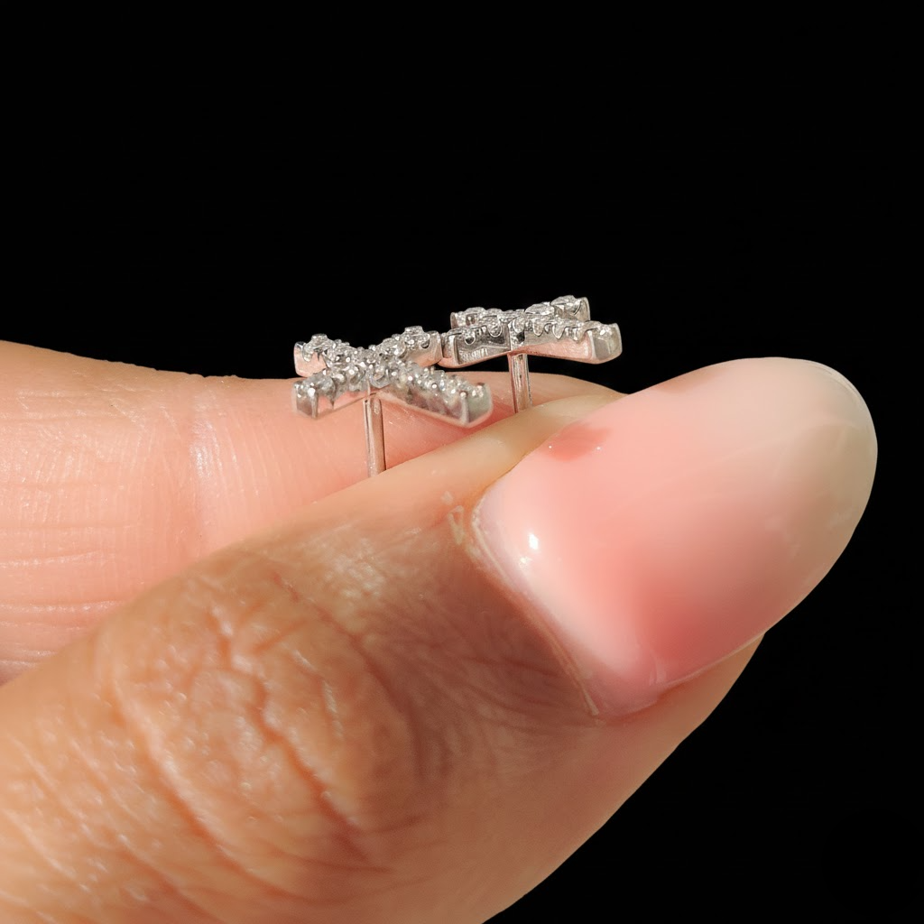 Round Cut Cross Stud Earrings