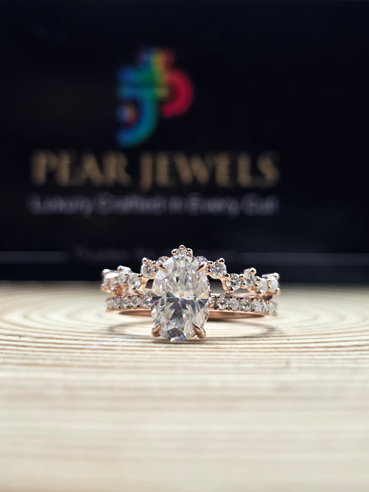 Vintage Style Oval Moissanite Engagement Ring Floral Diamond Band Luxury Ring Set