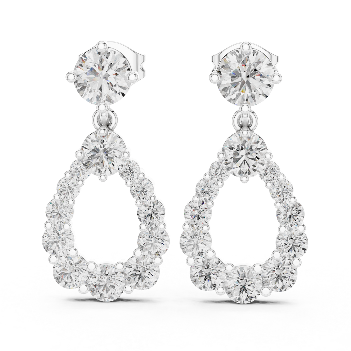 925 Sterling Silver Drop Earring With VVS Moissanite Diamond Earring