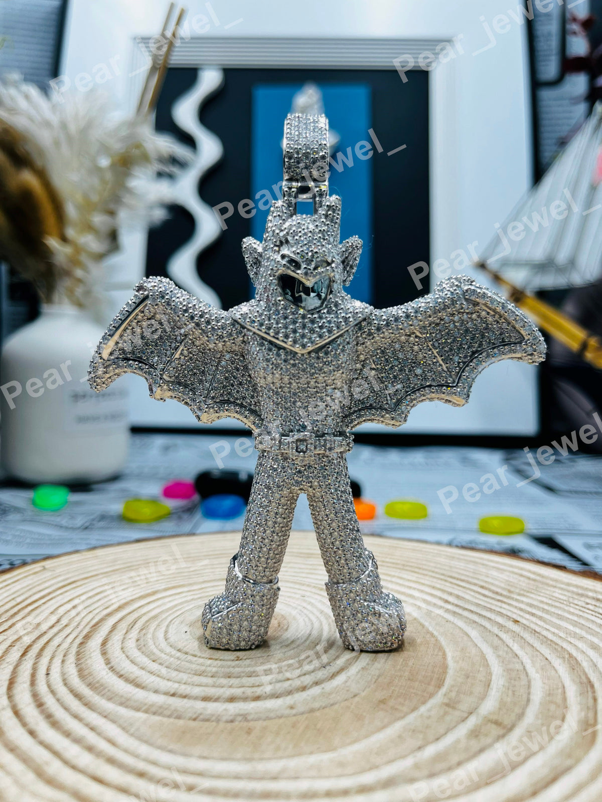 Iced Out Pendant Moissanite Diamond Hip Hop Luxury Full Diamond Bat Charm Jewelry